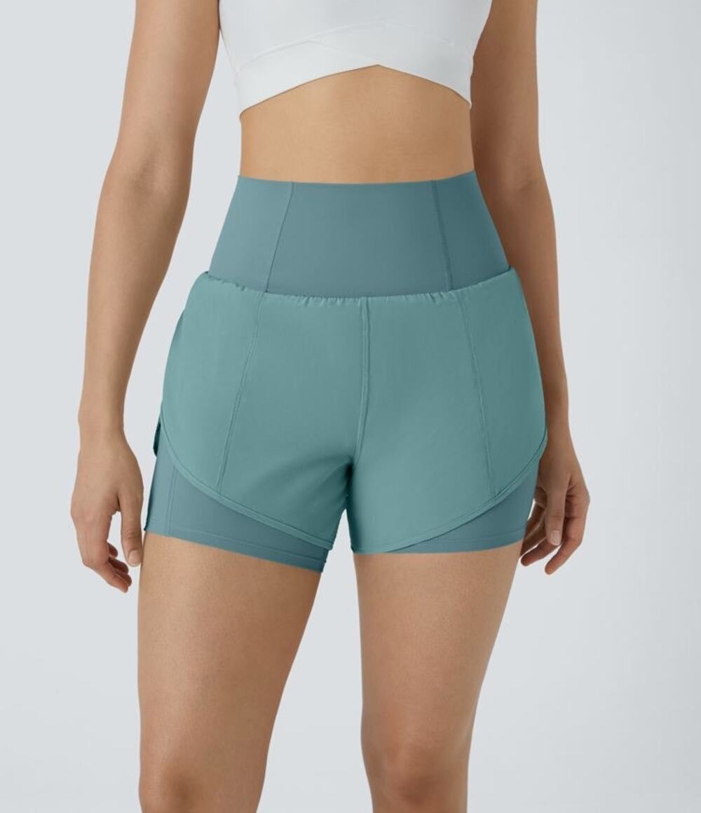 Halara Breezeful Super High Waist Pilates Yoga Shorts 3.5'' Mineral Blue S